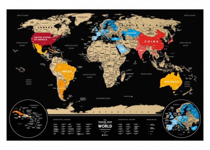 Harta lumii 1DEA.me Travel Map Black World (13072)