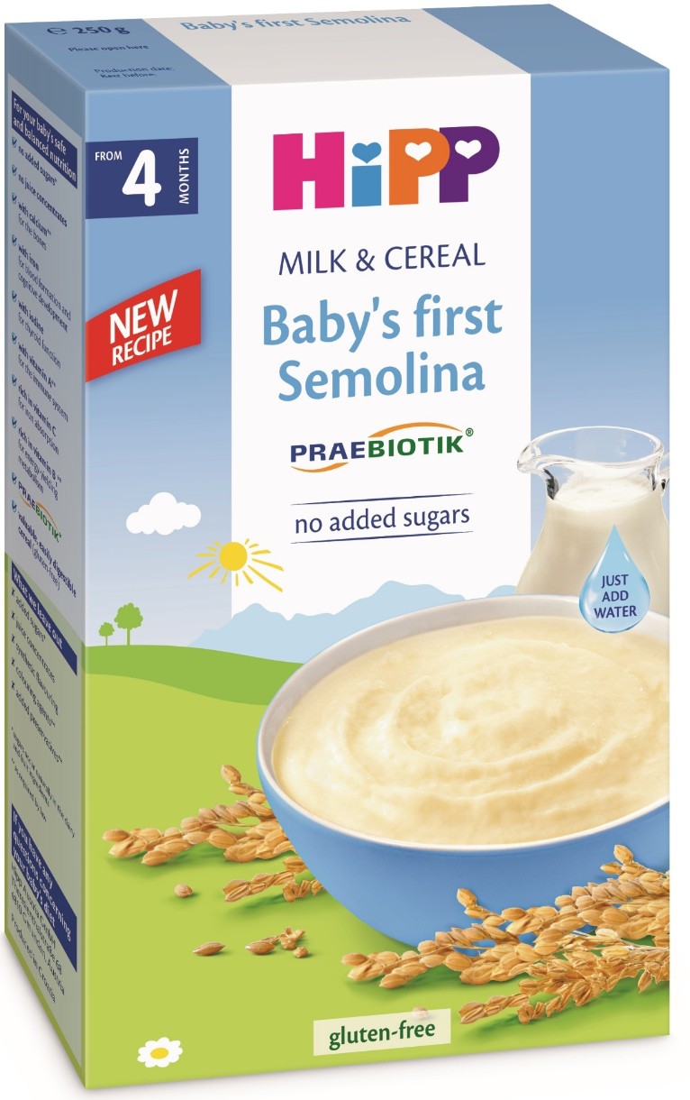 Terci din griș cu lapte HiPP Milk & Cereal Baby’s First Selmolina 250g