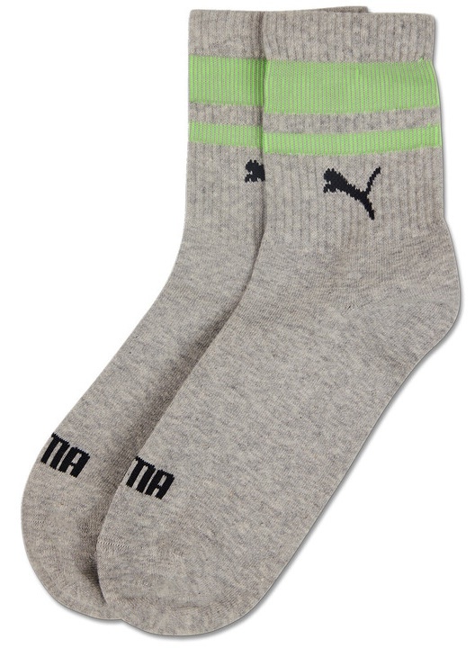 Ciorapi pentru bărbați Puma Unisex New Heritage S Grey Melange/Neon Green 39-42