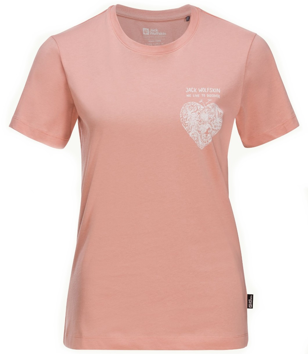 Женская футболка Jack Wolfskin Discover Heart T W Pink XS