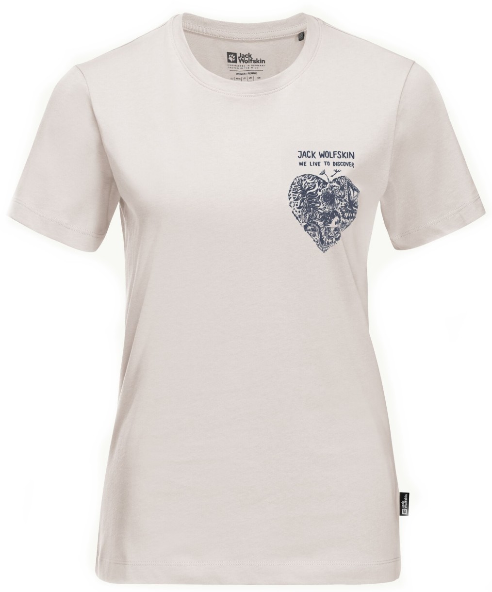 Женская футболка Jack Wolfskin Discover Heart T W White XL