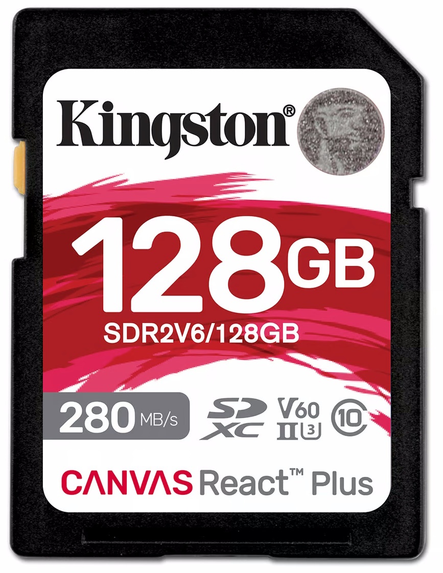 Карта памяти Kingston SDXC Canvas React Plus V60 128Gb Class10 UHS-II U3 (SDR2V6/128GB)