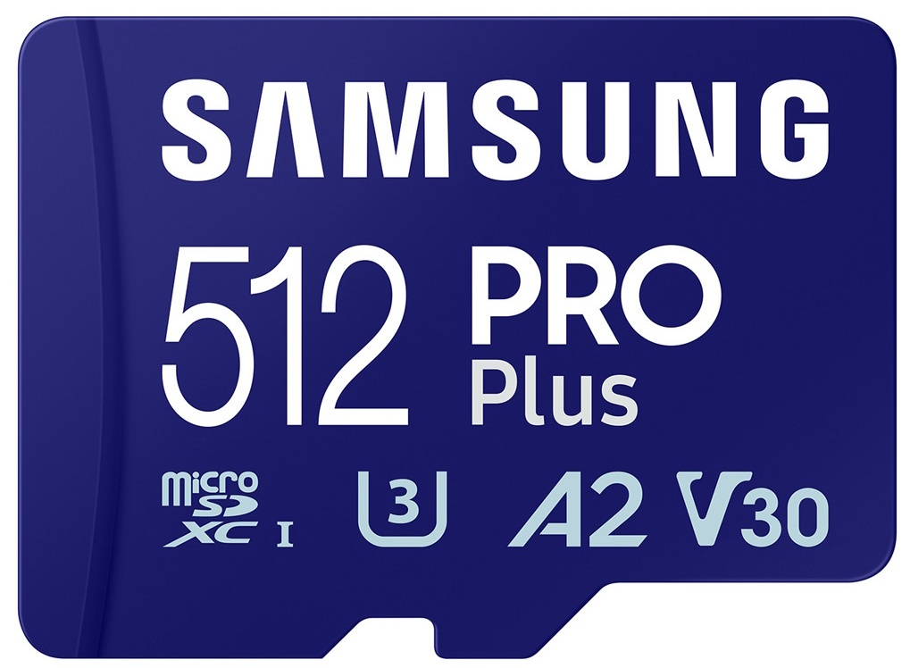 Карта памяти Samsung MicroSD PRO Plus 512Gb Class 10 UHS-I U3 + SD adapter (MB-MD512SA)