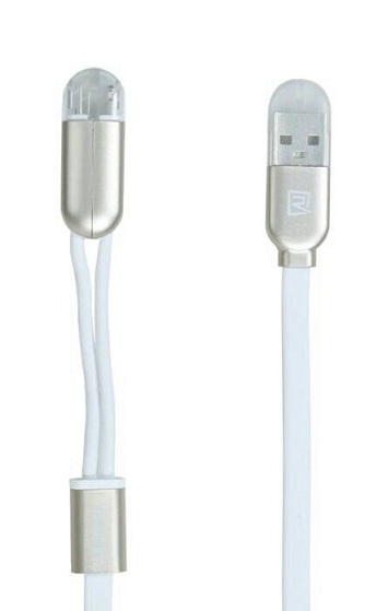 Cablu USB Remax Binary Lightning+Micro Cable White