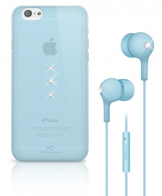 Husa de protecție White Diamonds Crystal Earphone Bundle for iPhone 6 Light Blue (7007TRI65)