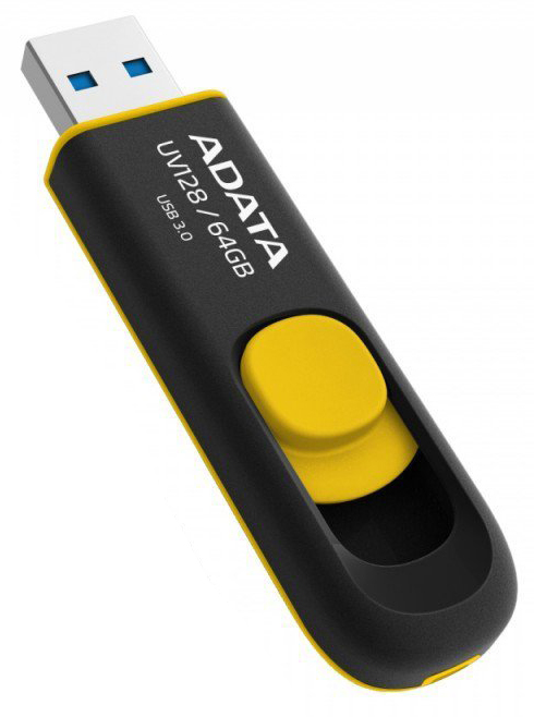 USB Flash Drive Adata UV128 64Gb Black-Yellow