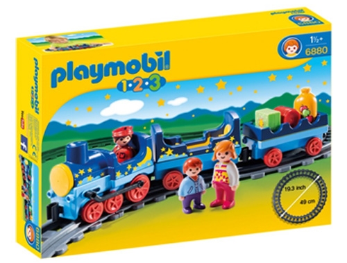 Детский набор дорога Playmobil 1.2.3: Night Train with Track (6880)