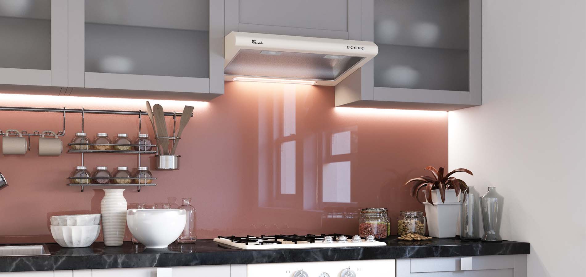 Вытяжка Tornado Bona 10 (60) LED Beige