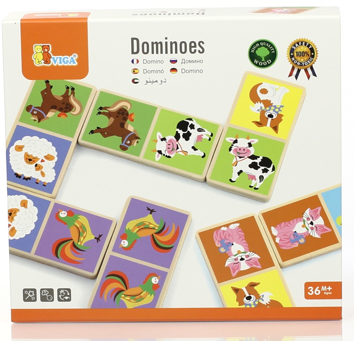 Joc educativ de masa Viga Domino Farm Animals (51306)