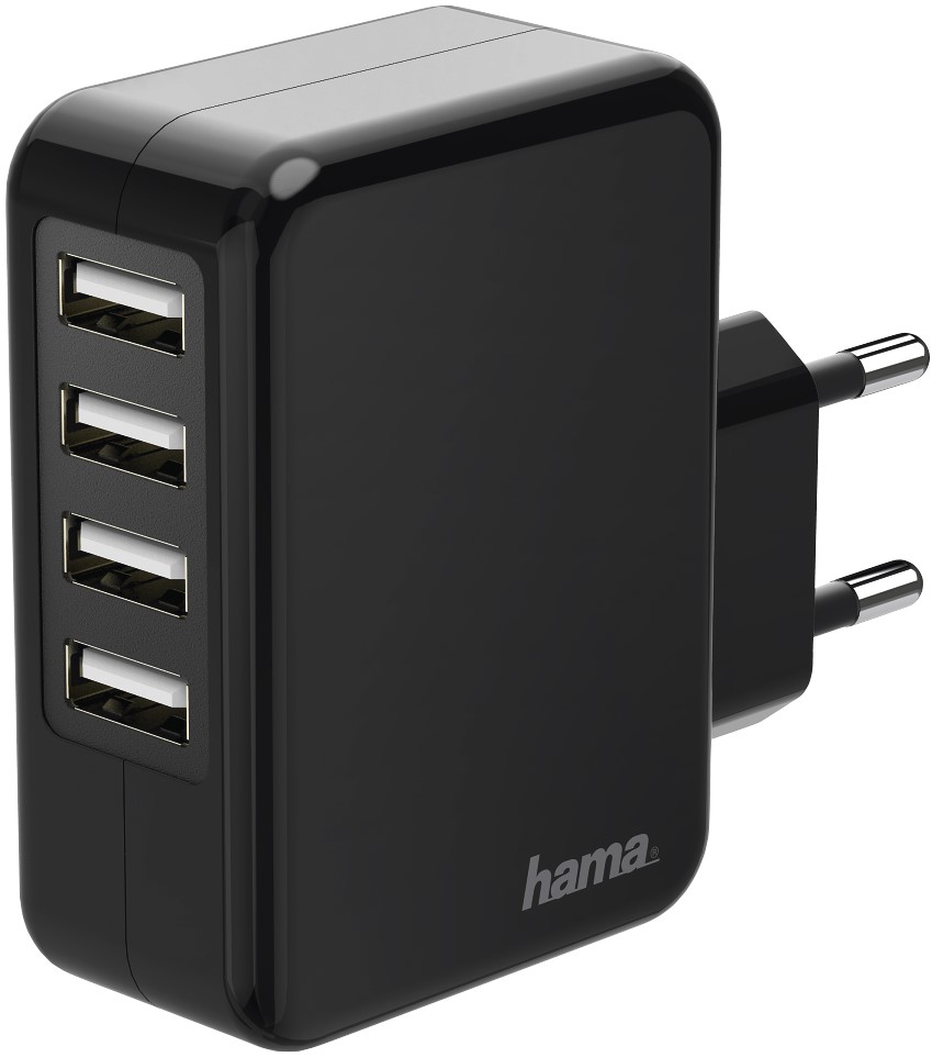 Зарядное устройство Hama 4x USB 4.8A Black (173676)