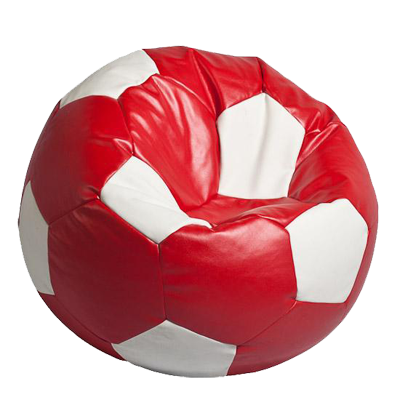 Puf Relaxtime Football medium Red&White