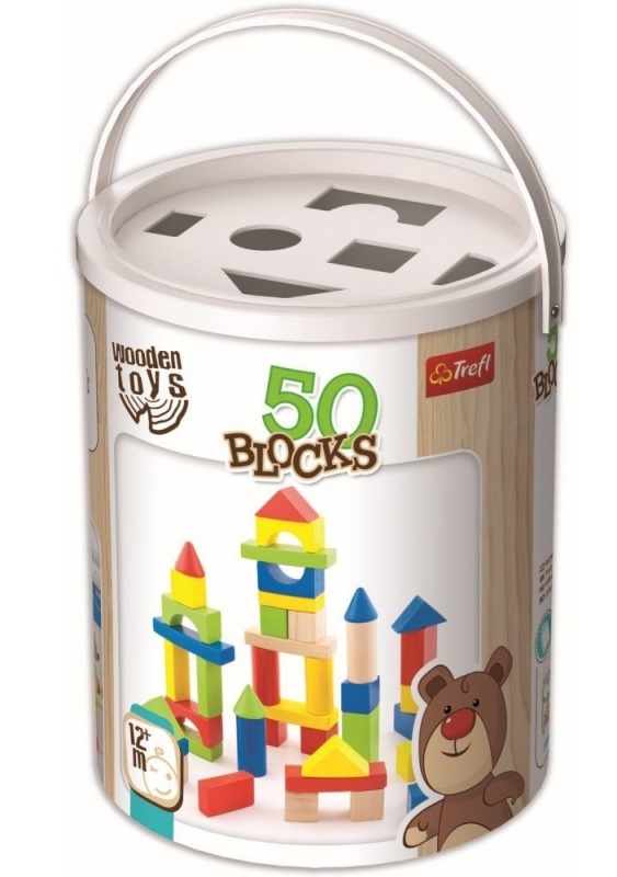 Cuburi Trefl Wooden Toys 50 blocks basket (60937)