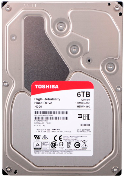 Жесткий диск Toshiba N300 6Tb (HDWN160UZSVA)