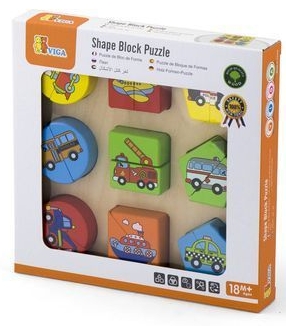 Puzzle Viga 24 Shape Block Puzzle — Cars (659586)
