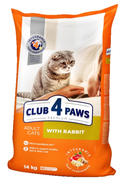 Hrană uscată pentru pisici Клуб 4 лапы Adult Cats Rabbit 14kg