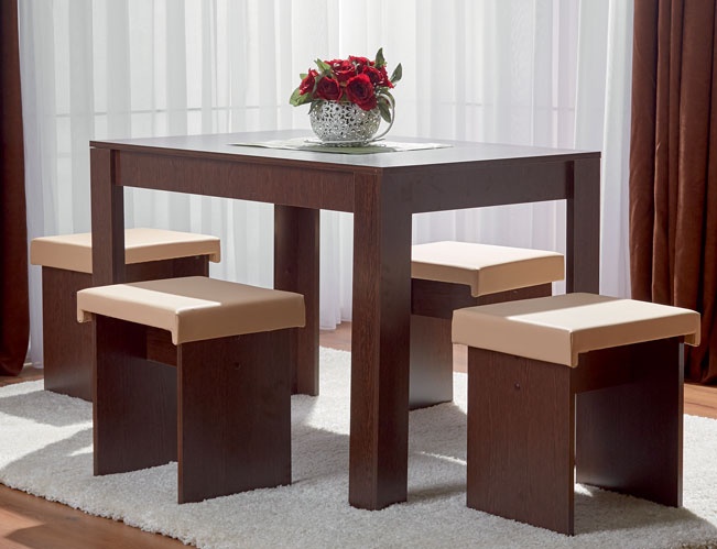 Комплект для столовой Ambianta Mia + 4 Chair Sonoma inchis
