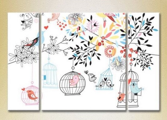 Картина Magic Color Triptych Birds, Cages and Trees (2229654)