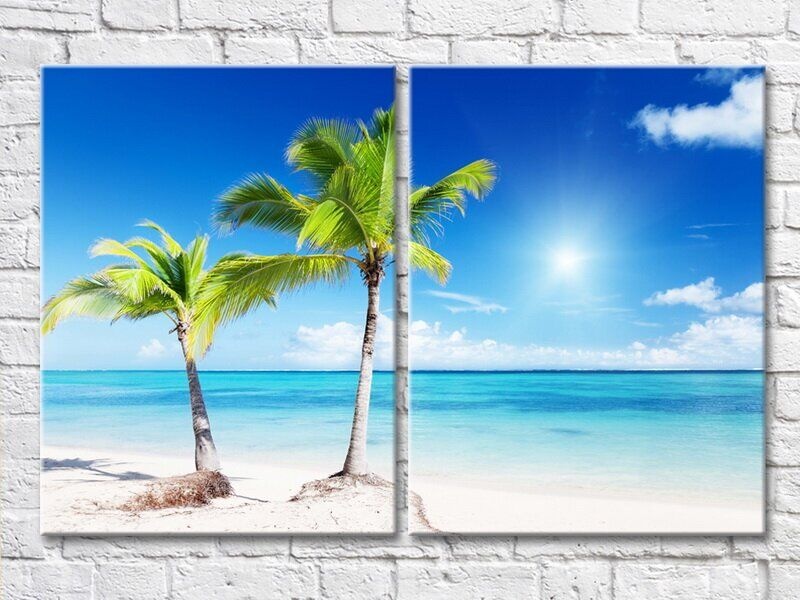 Картина ArtPoster Two palm trees on the beach against the background of the sea (3453733)