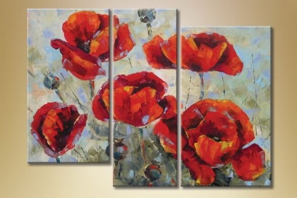 Картина Gallerix Triptych poppies red (1563284)