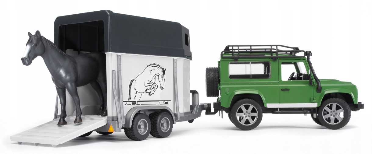 Mașină Bruder Land Rover Defender with horse trailer (02592)