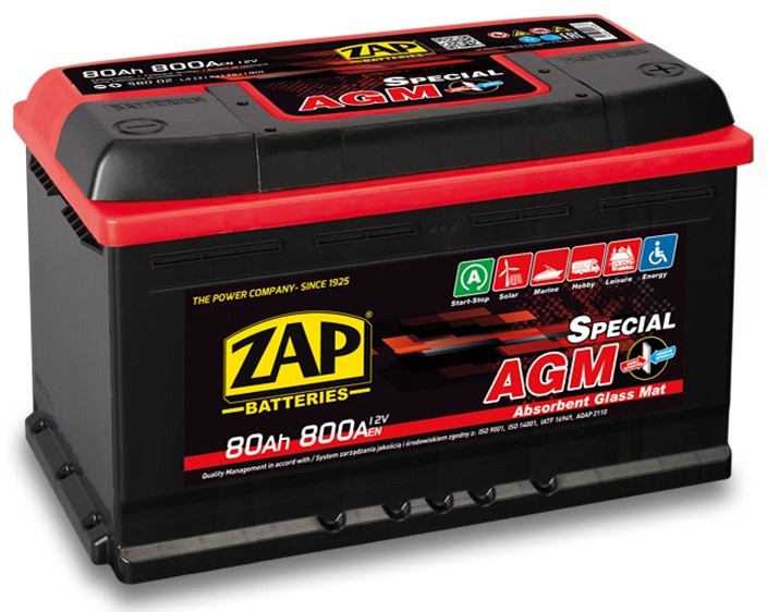 Автомобильный аккумулятор Zap AGM (580 02)