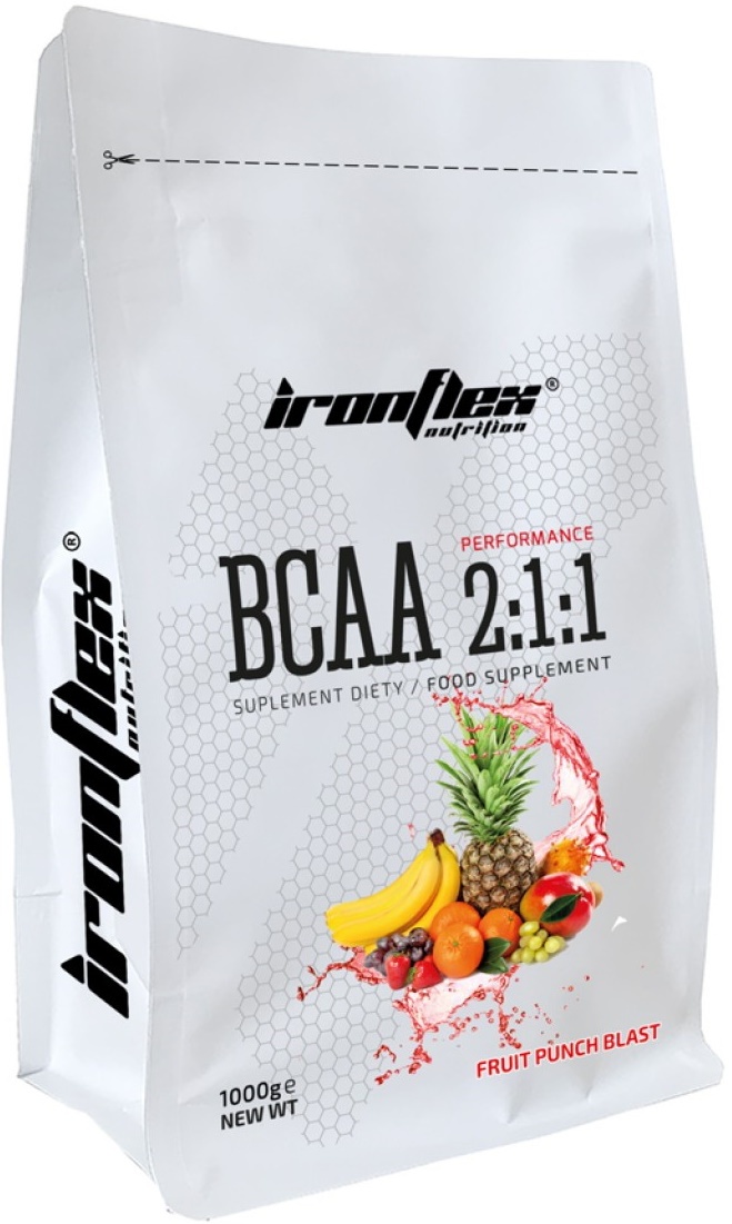 Аминокислоты IronFlex BCAA 2-1-1 Fruit Punch Blast 1000g