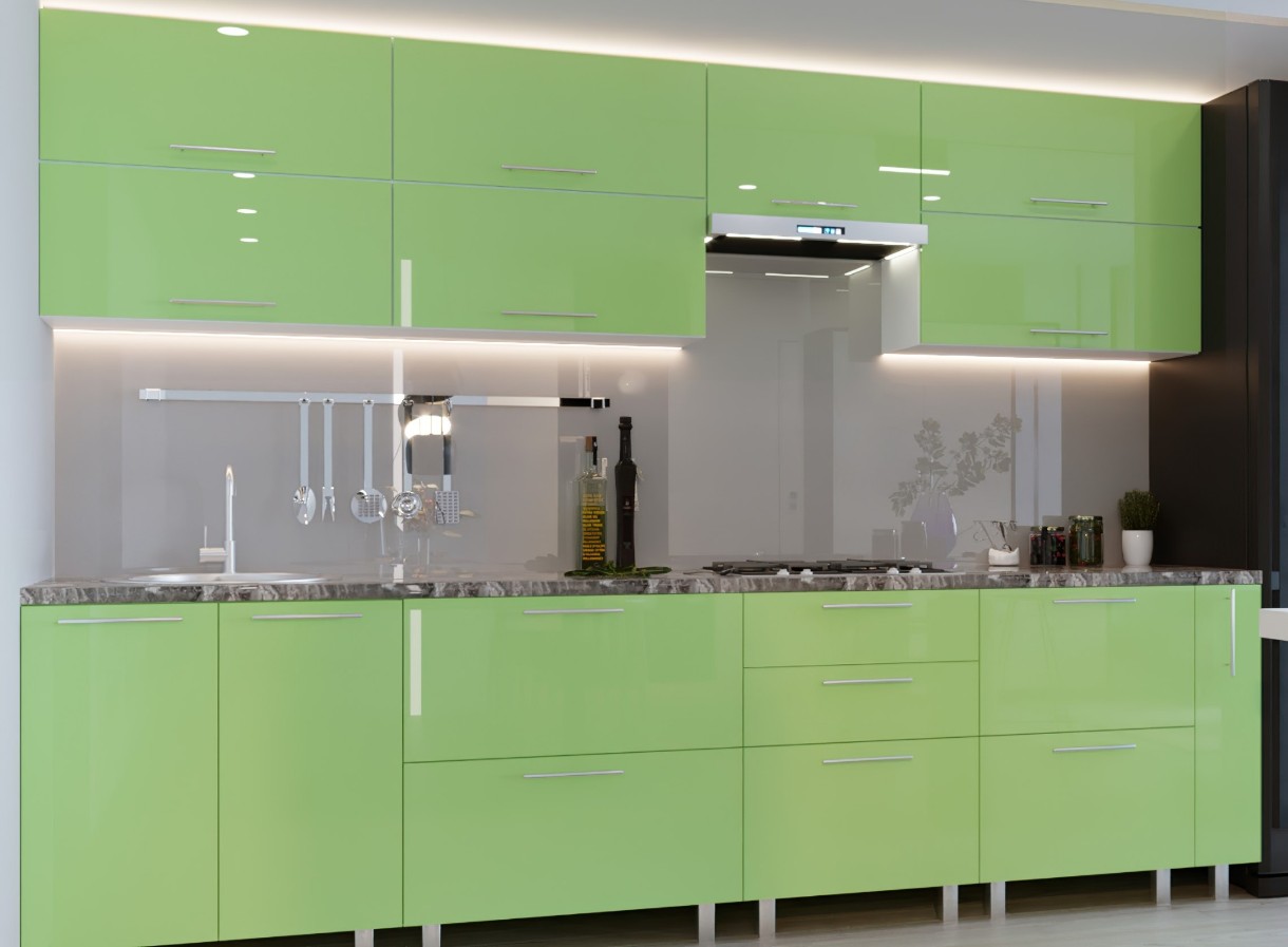 Кухонный гарнитур Bafimob Quadro (High Gloss) 3.0m +tandembox Green